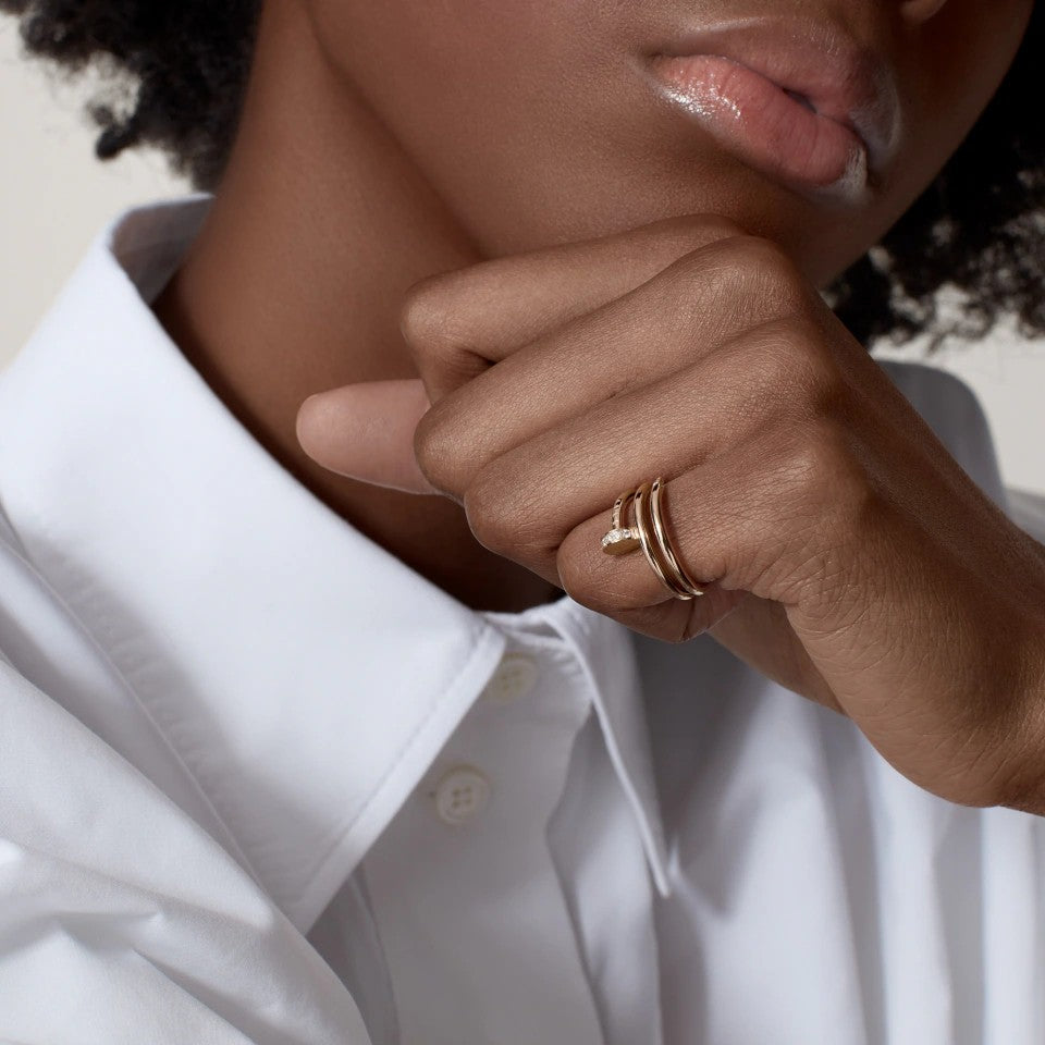 [CharmAmor]JUSTE RING 4.8MM HALF DIAMOND
