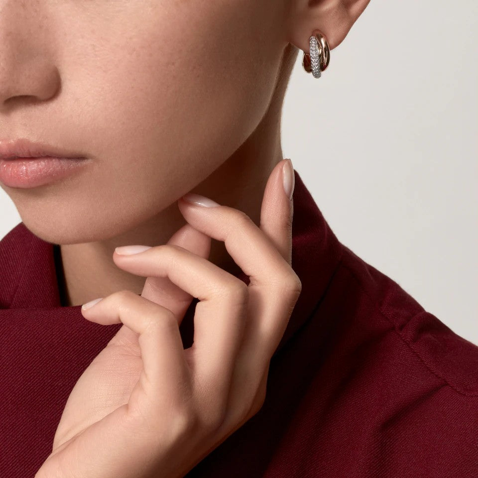 [CharmAmor]TRINITY HALF DIAMOND  CLASSIC EARRINGS