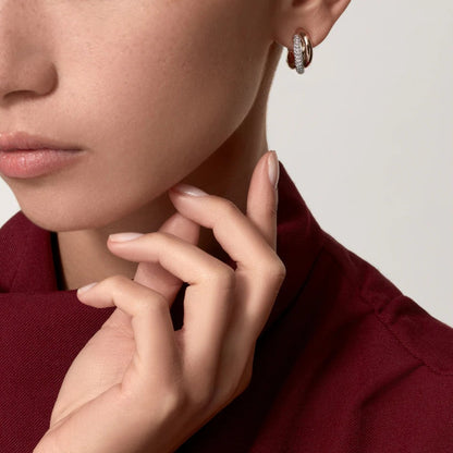 [CharmAmor]TRINITY HALF DIAMOND  CLASSIC EARRINGS