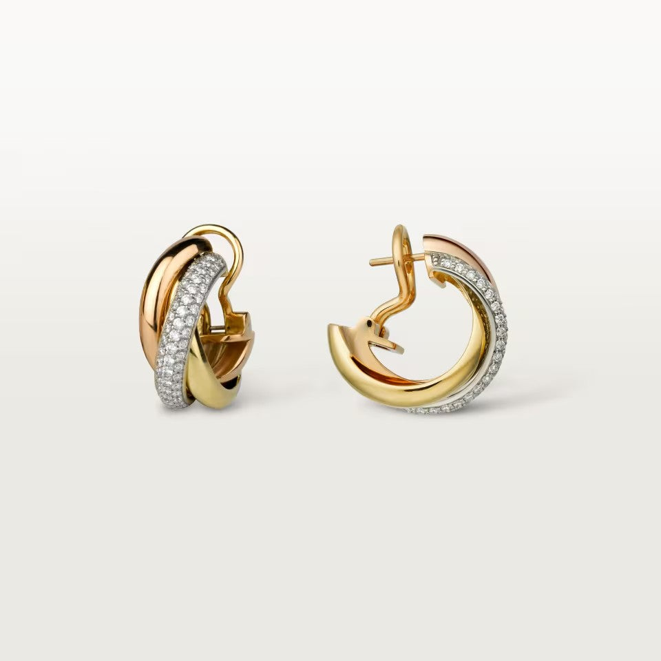 [CharmAmor]TRINITY HALF DIAMOND  CLASSIC EARRINGS