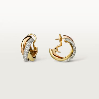 [CharmAmor]TRINITY HALF DIAMOND  CLASSIC EARRINGS