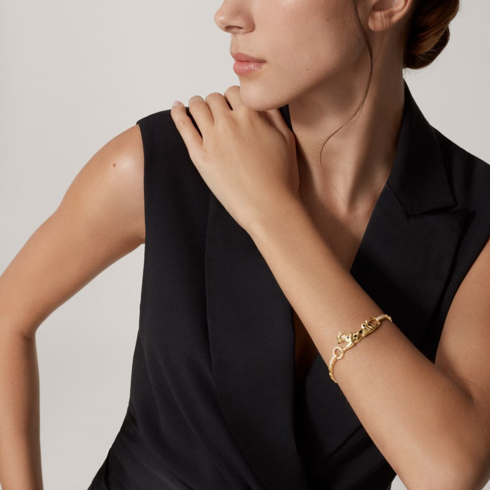 [CharmAmor]PANTHERE HALF DIAMOND ON CHAIN BRACELET