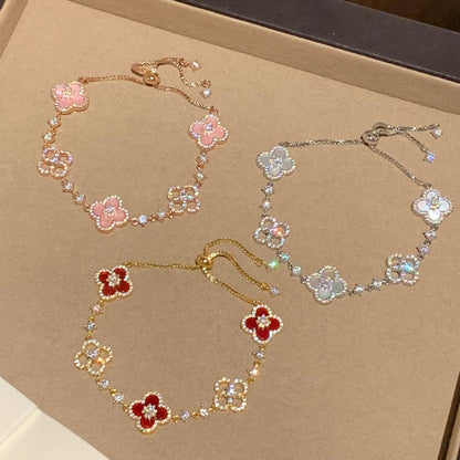 [CharmAmor]CLOVER 5 MOTIF PINK BLUE RED WHITE BRACELET