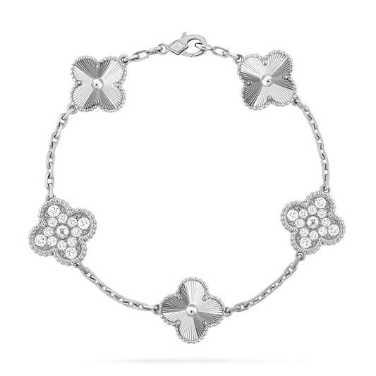 [CharmAmor]CLOVER 5 MOTIF SILVER DIAMOND BRACELET