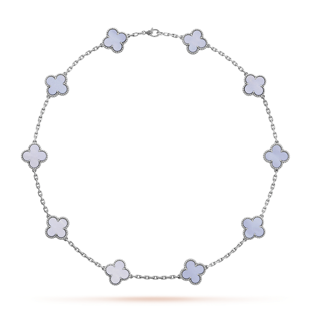 [CharmAmor]CLOVER 10 MOTIFS BLUE CHALCEDONY NECKLACE