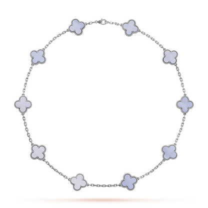 [CharmAmor]CLOVER 10 MOTIFS BLUE CHALCEDONY NECKLACE
