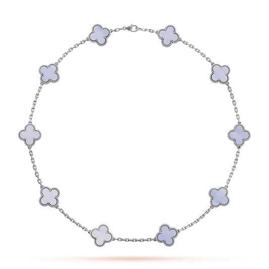 [CharmAmor]CLOVER 10 MOTIFS BLUE CHALCEDONY NECKLACE