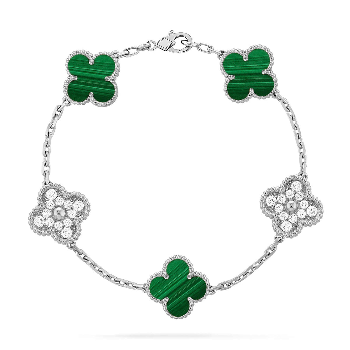 [CharmAmor] CLOVER 5 MOTIF MALACHITE BRACELET COLLECTION