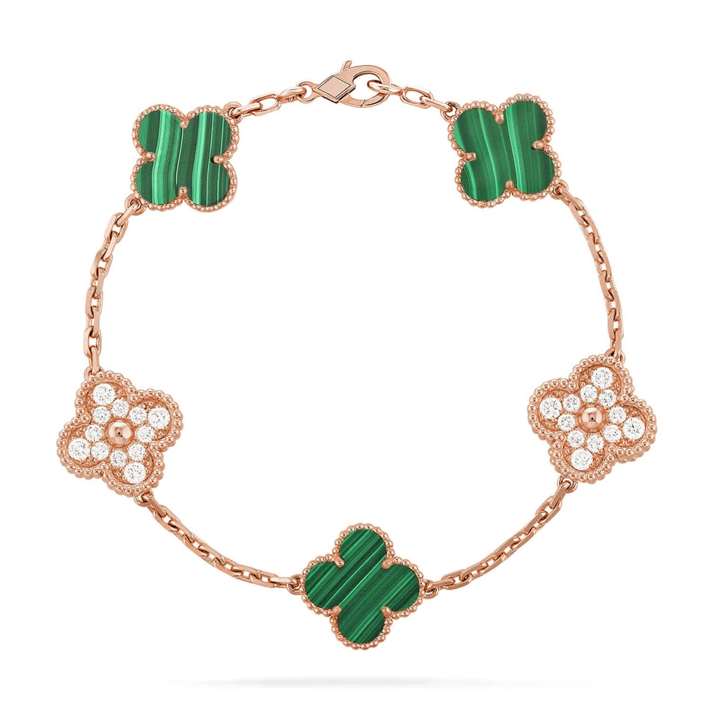[CharmAmor] CLOVER 5 MOTIF MALACHITE BRACELET COLLECTION