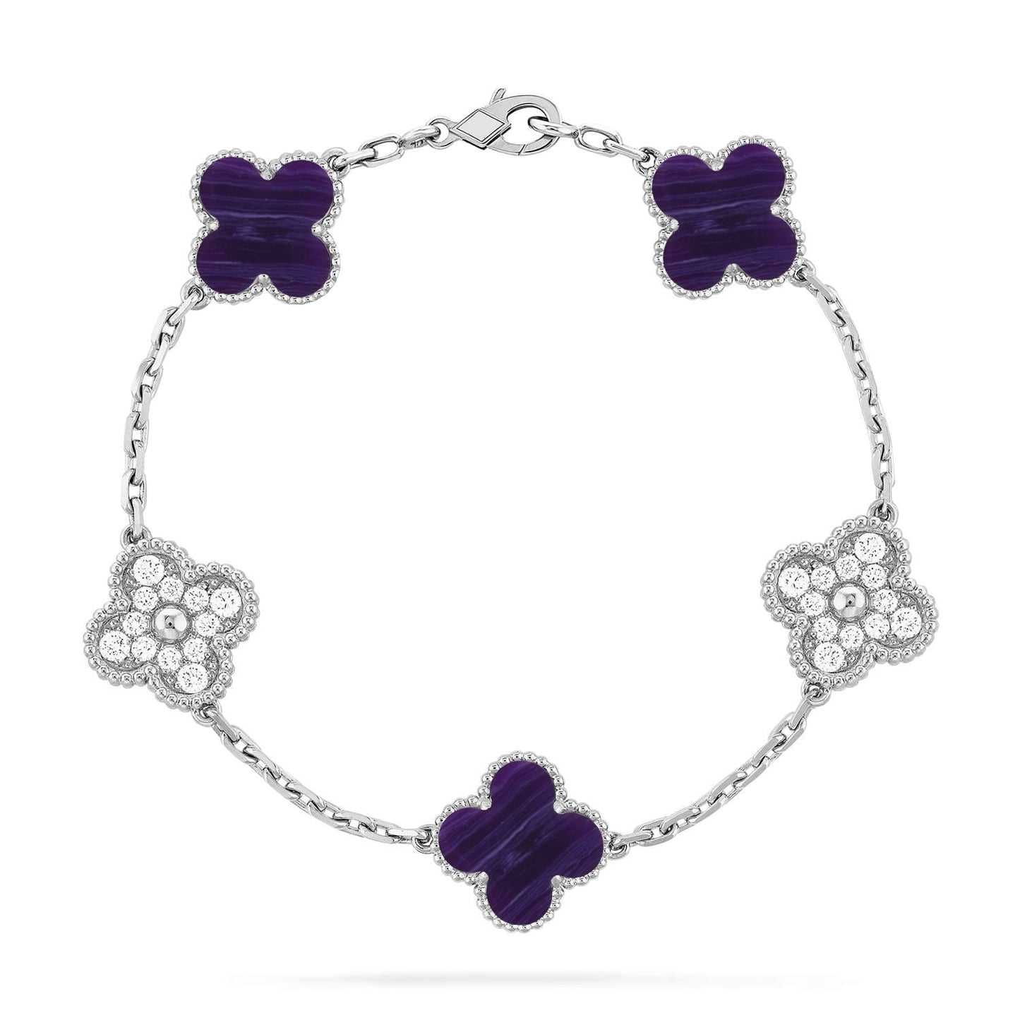 [CharmAmor] CLOVER 5 MOTIF PURPLE STRIPES BRACELET COLLECTION