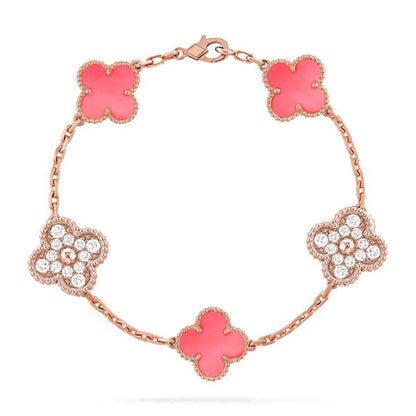 [CharmAmor] CLOVER 5 MOTIFS  PINK MOP BRACELET COLLECTION