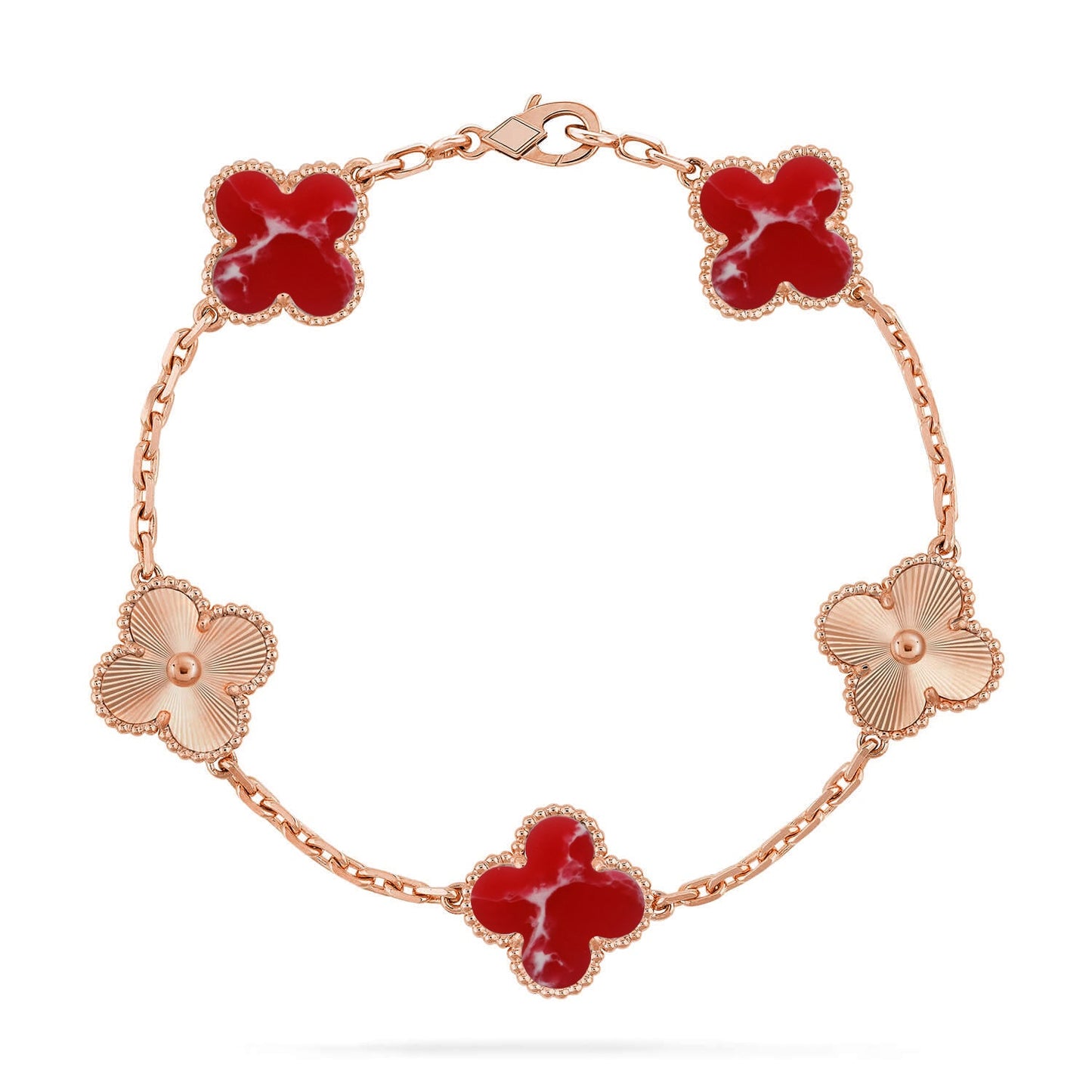 [CharmAmor] CLOVER 5 MOTIF RED PATTERN BRACELET COLLECTION