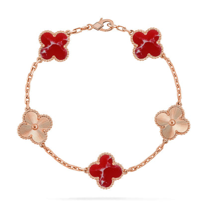[CharmAmor] CLOVER 5 MOTIF RED PATTERN BRACELET COLLECTION