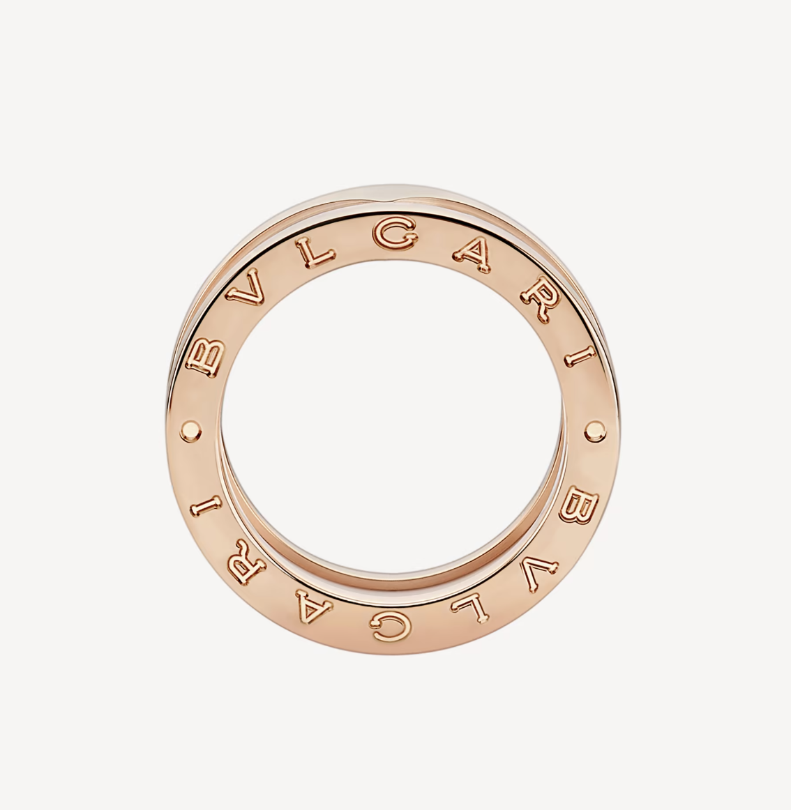 [CharmAmor]ZERO 1 TWO-BAND LOOPS AND WHITE CERAMIC SPIRAL PINK GOLD RING