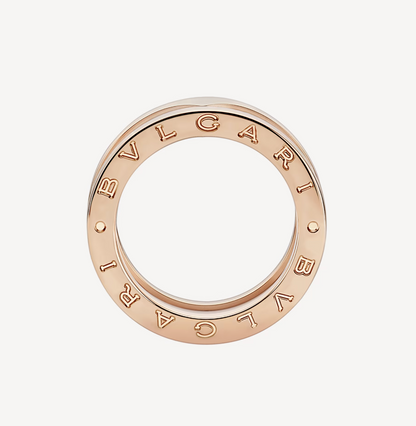 [CharmAmor]ZERO 1 TWO-BAND LOOPS AND WHITE CERAMIC SPIRAL PINK GOLD RING