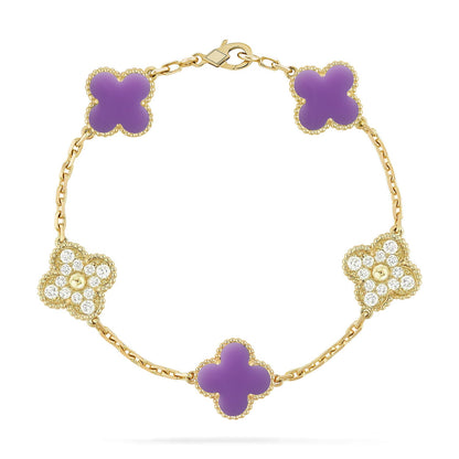 [CharmAmor] CLOVER 5 MOTIF LIGHT PURPLE BRACELET COLLECTION