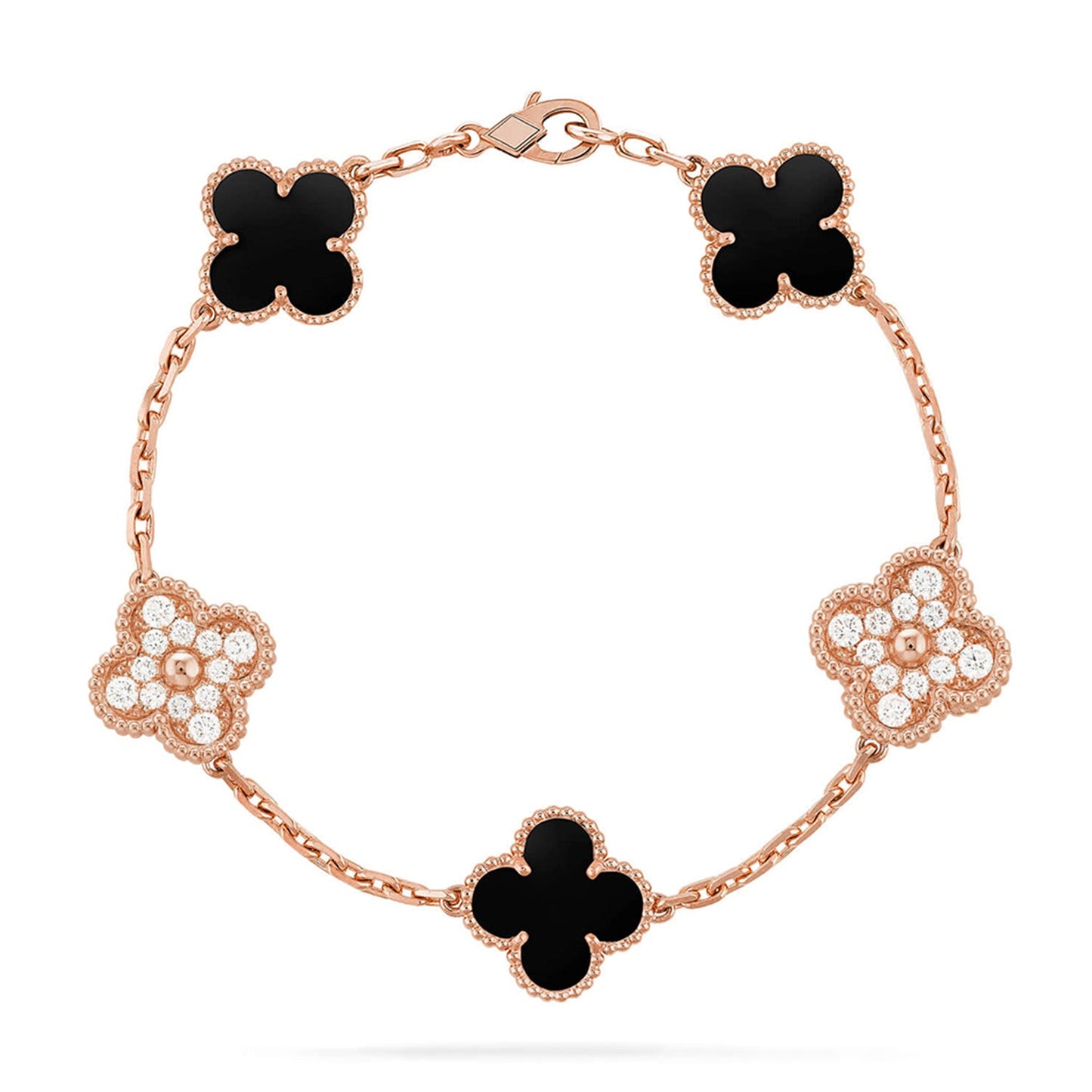 [CharmAmor] CLOVER 5 MOTIF ONYXS BRACELET COLLECTION
