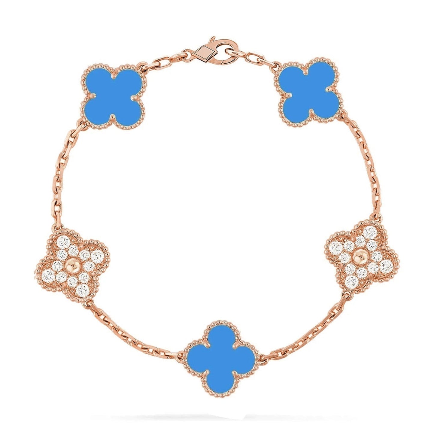 [CharmAmor] CLOVER 5 MOTIF BLUE AGATE BRACELET COLLECTION