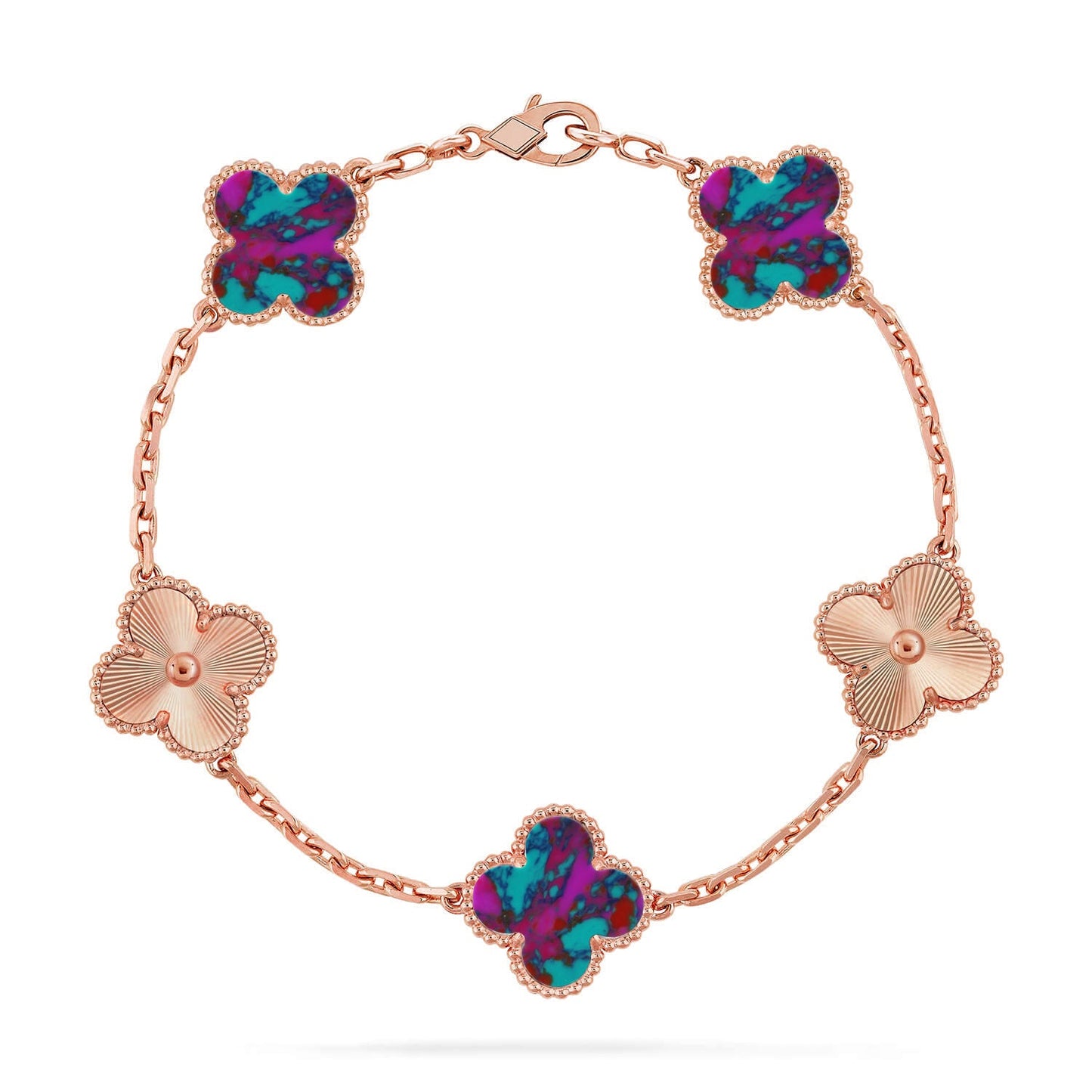 [CharmAmor] CLOVER 5 MOTIF COLOR GEMSTONES BRACELET COLLECTION