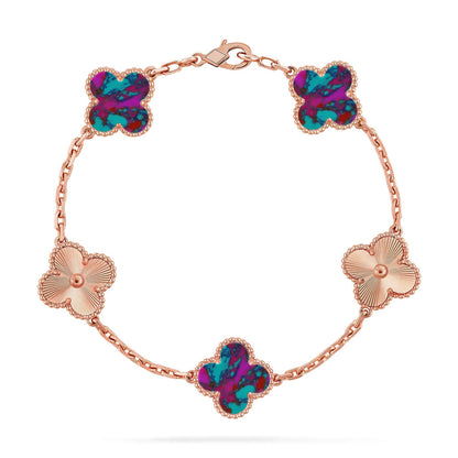 [CharmAmor] CLOVER 5 MOTIF COLOR GEMSTONES BRACELET COLLECTION