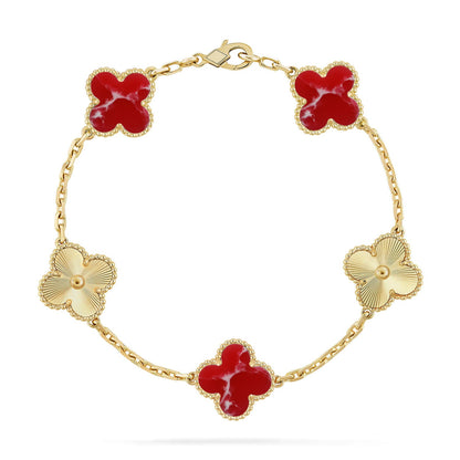 [CharmAmor] CLOVER 5 MOTIF RED PATTERN BRACELET COLLECTION
