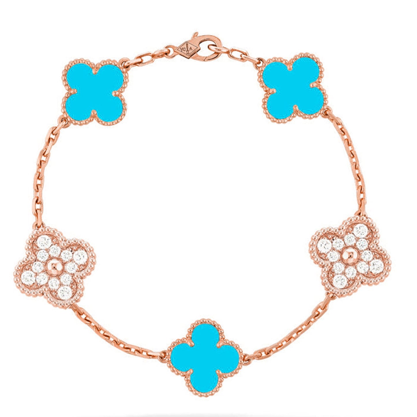 [CharmAmor] CLOVER 5 MOTIF TURQUOISE BRACELET COLLECTION
