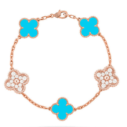 [CharmAmor] CLOVER 5 MOTIF TURQUOISE BRACELET COLLECTION