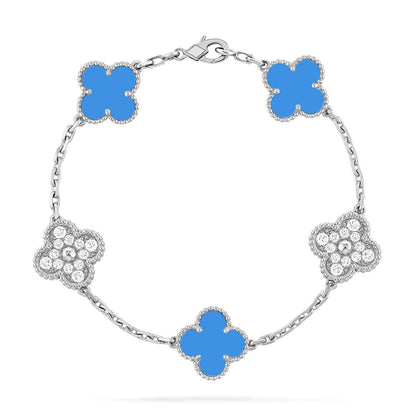 [CharmAmor] CLOVER 5 MOTIF BLUE AGATE BRACELET COLLECTION