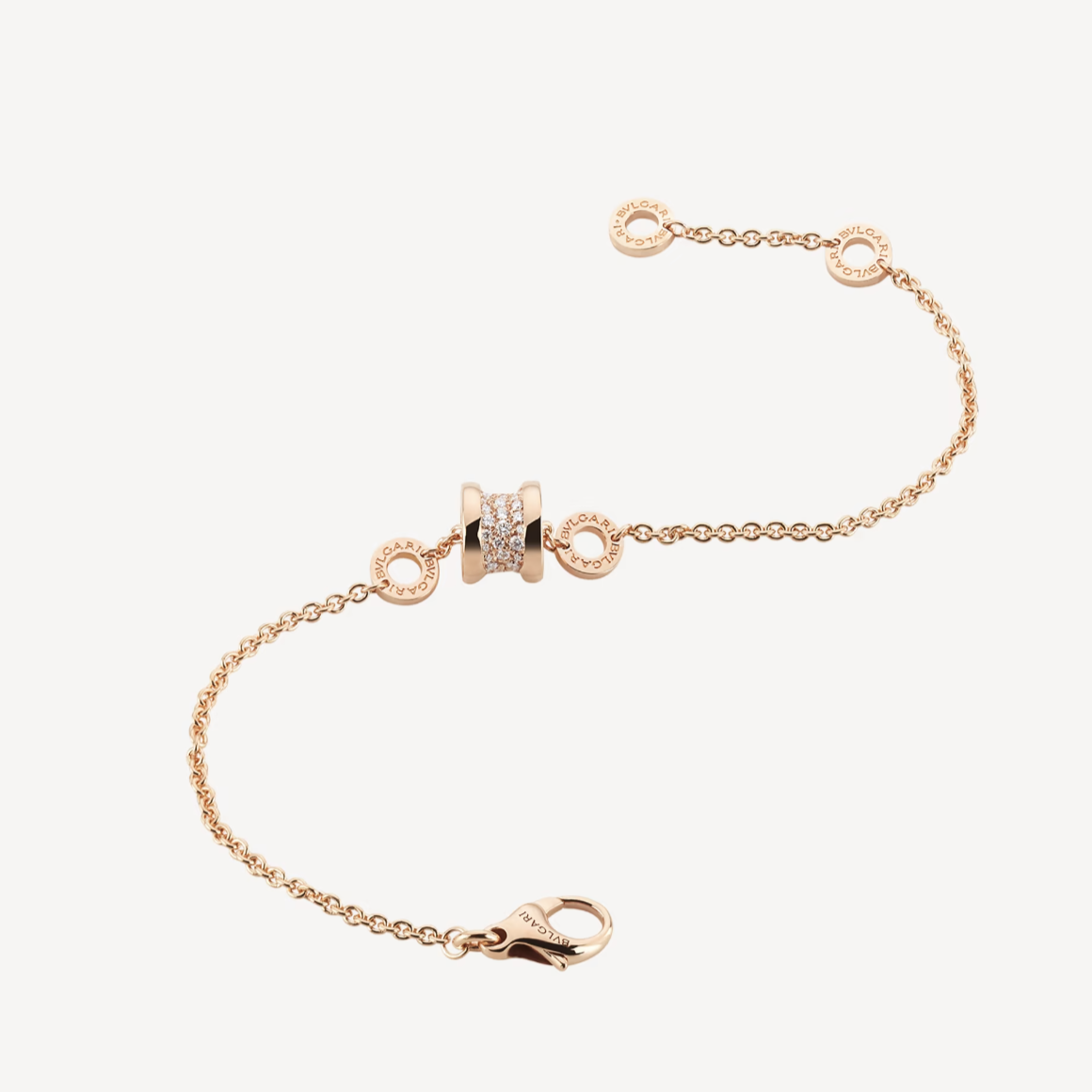 [CharmAmor]ZERO 1 SOFT PINK GOLD WITH PAVED DIAMONDS ON THE SPIRAL BRACELET