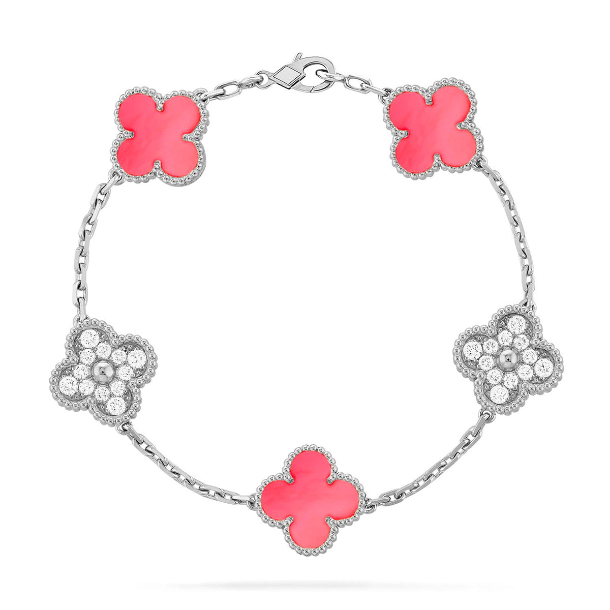 [CharmAmor] CLOVER 5 MOTIFS  PINK MOP BRACELET COLLECTION