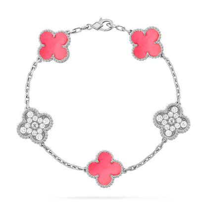 [CharmAmor] CLOVER 5 MOTIFS  PINK MOP BRACELET COLLECTION