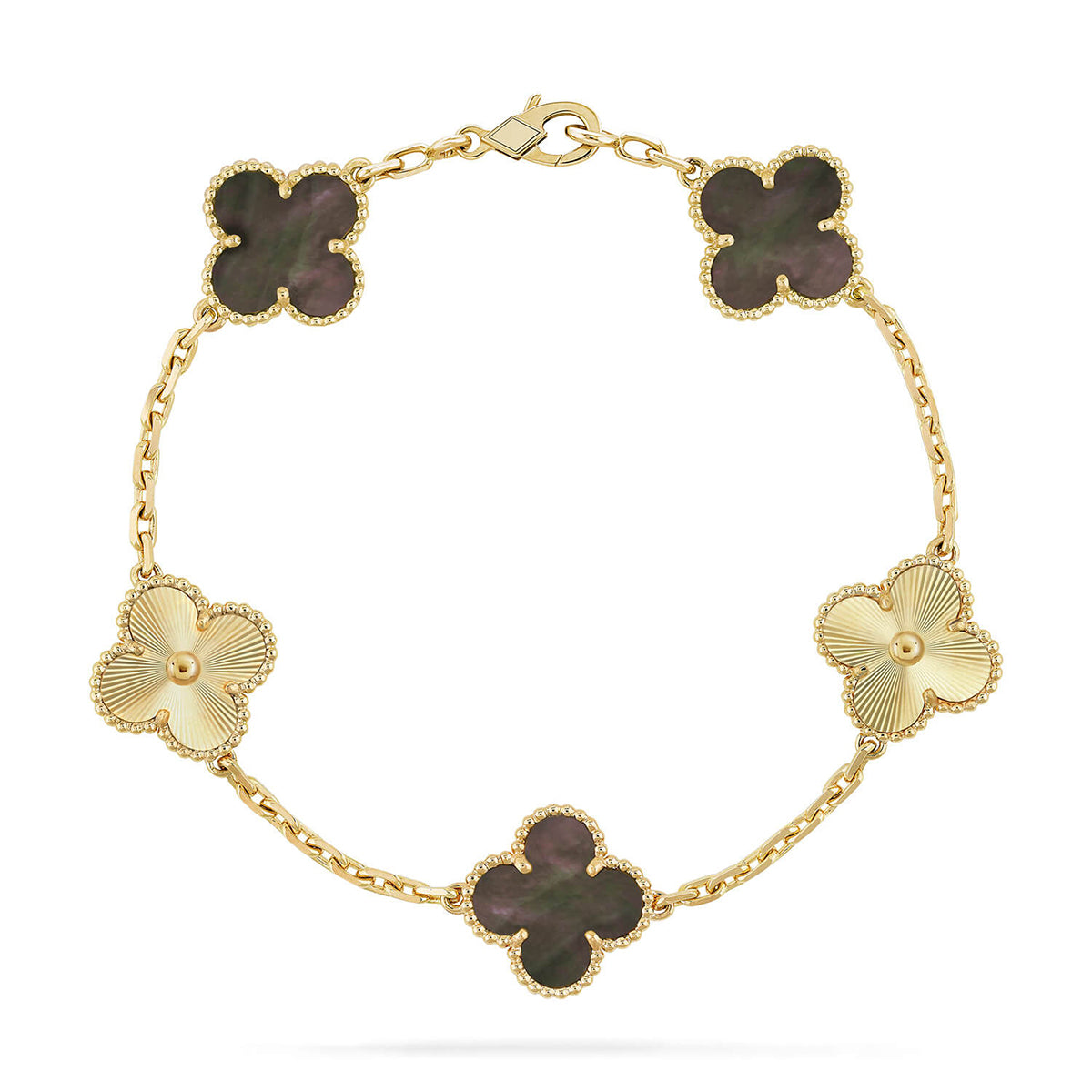 [CharmAmor] CLOVER 5 MOTIF GRAY MOP BRACELET COLLECTION