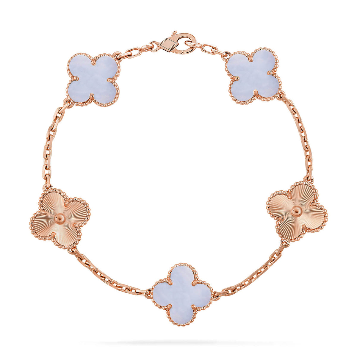 [CharmAmor] CLOVER 5 MOTIF PURPLE CHALCEDONY BRACELET COLLECTION