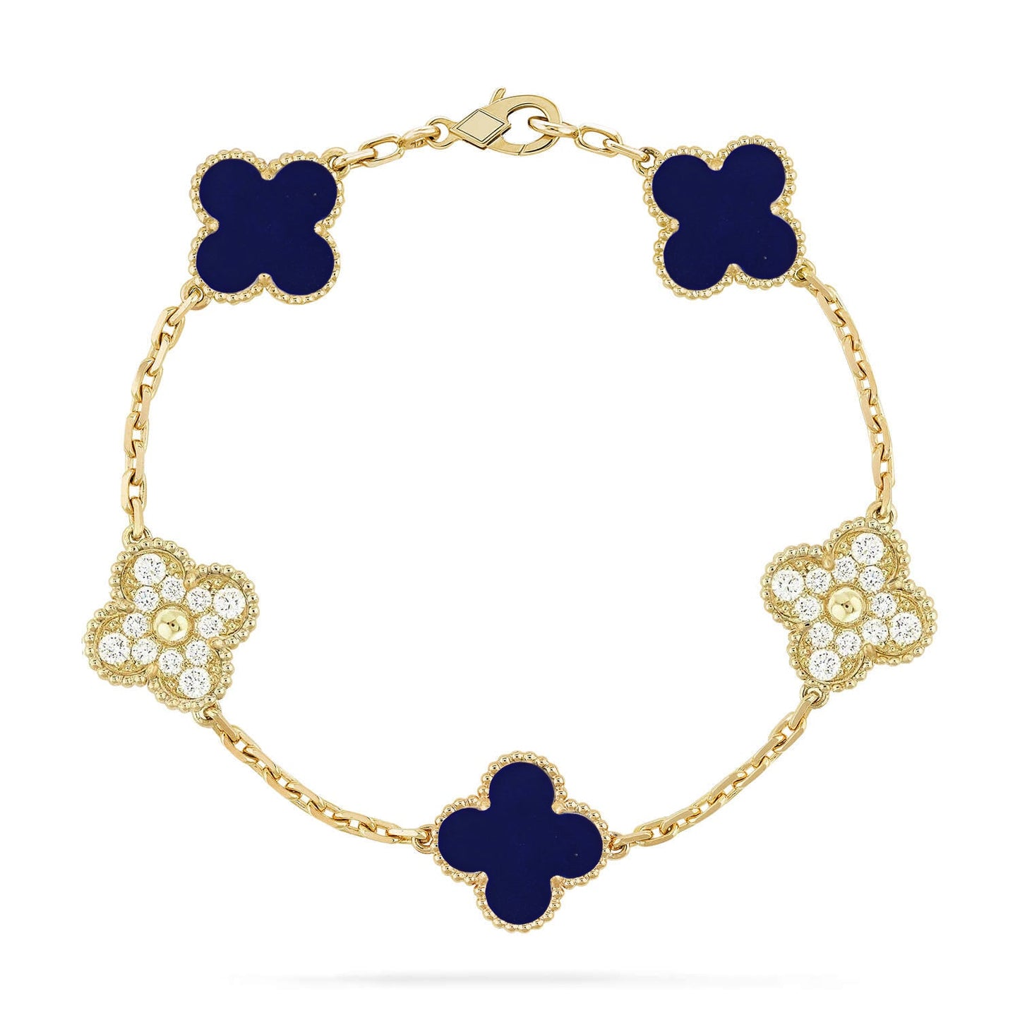 [CharmAmor] CLOVER 5 MOTIF LAPIS LAZULI BRACELET COLLECTION