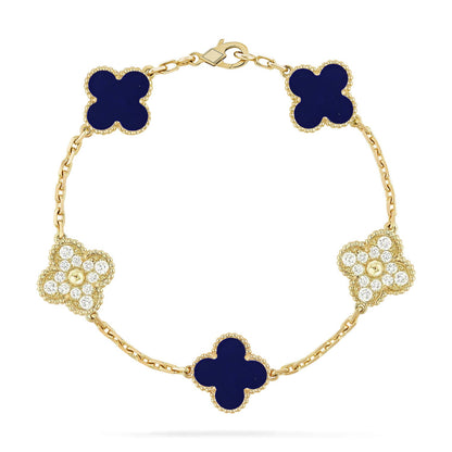 [CharmAmor] CLOVER 5 MOTIF LAPIS LAZULI BRACELET COLLECTION