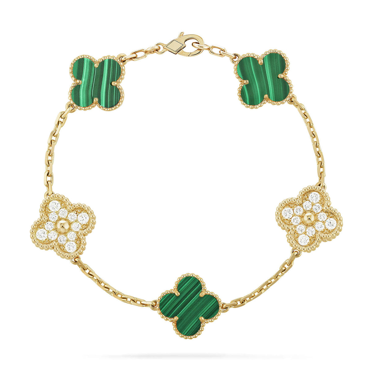 [CharmAmor] CLOVER 5 MOTIF MALACHITE BRACELET COLLECTION