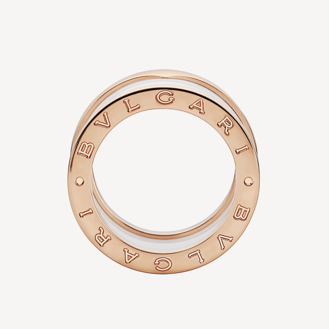 [CharmAmor]ZERO 1 FOUR-BAND LOOPS AND WHITE CERAMIC SPIRAL PINK GOLD RING