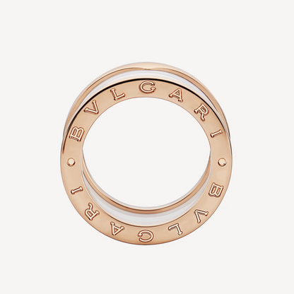 [CharmAmor]ZERO 1 FOUR-BAND LOOPS AND WHITE CERAMIC SPIRAL PINK GOLD RING