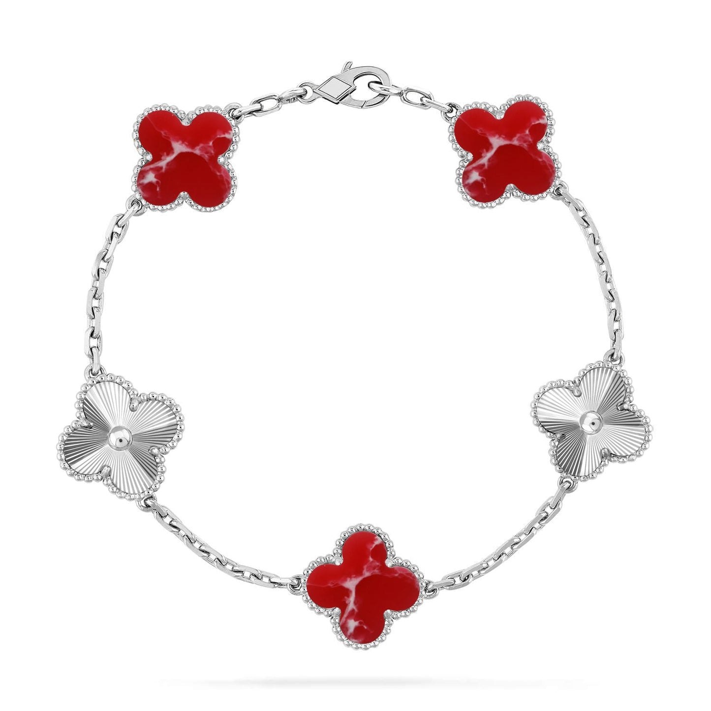 [CharmAmor] CLOVER 5 MOTIF RED PATTERN BRACELET COLLECTION