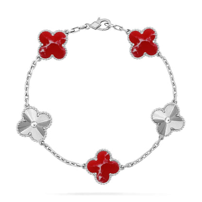 [CharmAmor] CLOVER 5 MOTIF RED PATTERN BRACELET COLLECTION