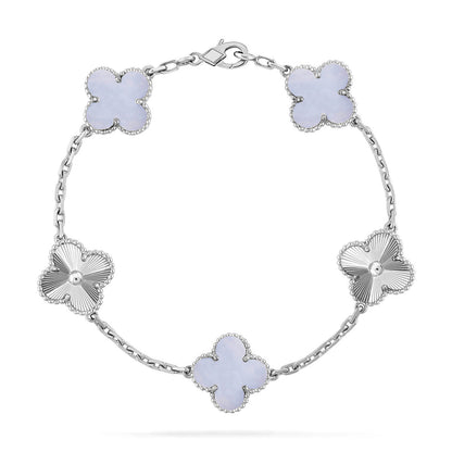 [CharmAmor] CLOVER 5 MOTIF PURPLE CHALCEDONY BRACELET COLLECTION