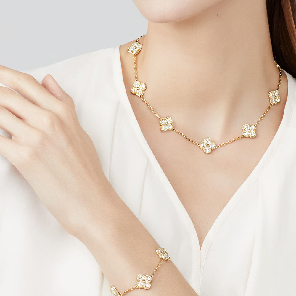 [CharmAmor]CLOVER 10 MOTIFS DIAMOND NECKLACE