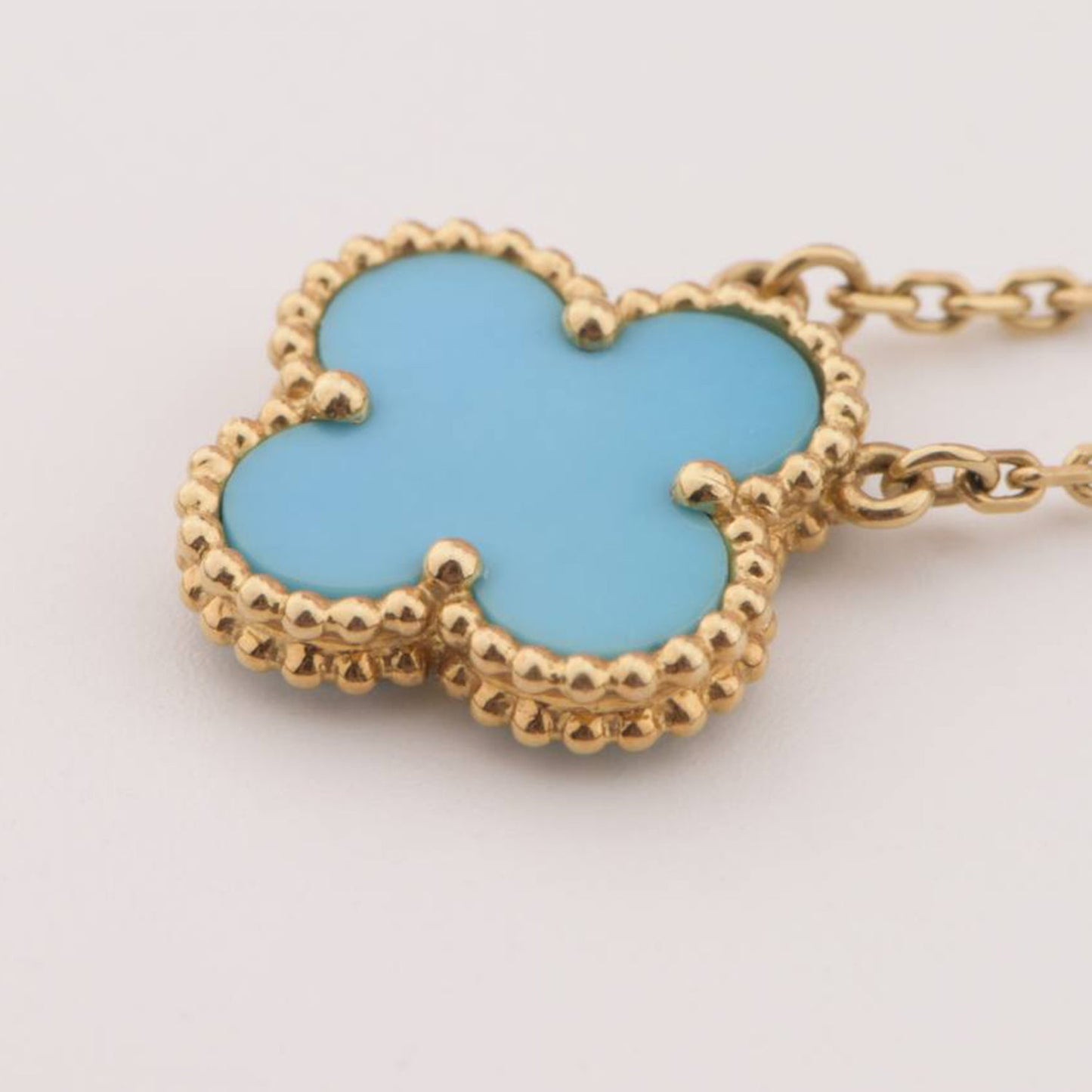 [CharmAmor]CLOVER 15MM VINTAGE TURQUOISE NECKLACE