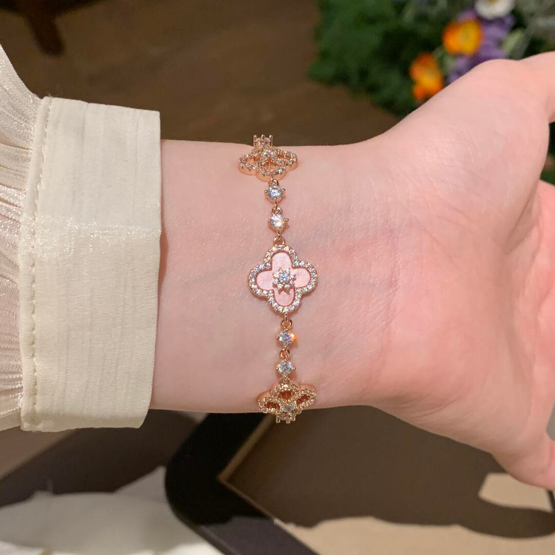 [CharmAmor]CLOVER 5 MOTIF PINK BLUE RED WHITE BRACELET