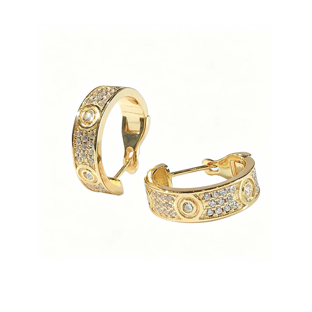 [CharmAmor]LOVE 5.5MM DIAMOND PAVED EARRINGS