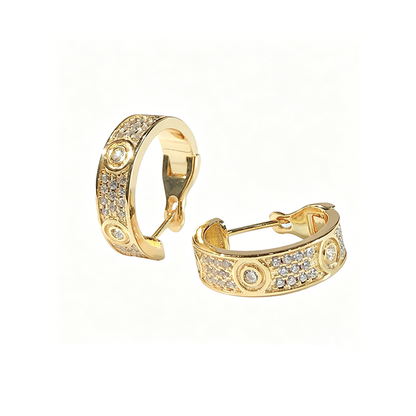 [CharmAmor]LOVE 5.5MM DIAMOND PAVED EARRINGS