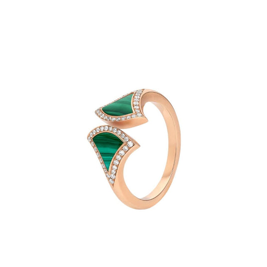 [CharmAmor]DREAM MALACHITE DIAMOND OPEN RING