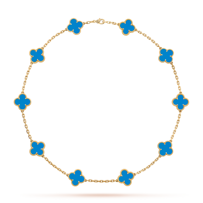 [CharmAmor]CLOVER 10 MOTIFS BLUE AGATE NECKLACE