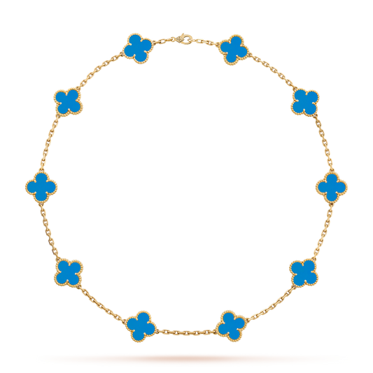 [CharmAmor]CLOVER 10 MOTIFS BLUE AGATE NECKLACE