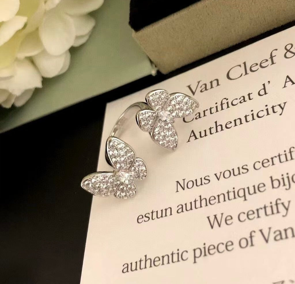[CharmAmor]TWIN SILVER BUTTERFLY DIAMOND RING